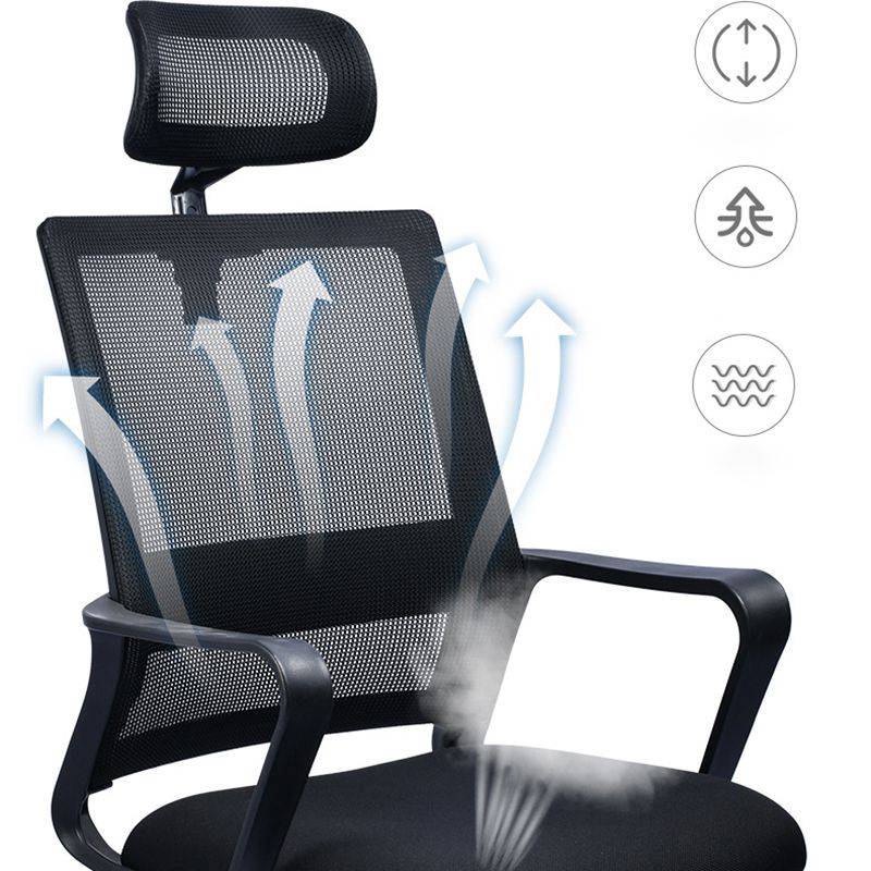 Contemporary Office Chair Fixed Arms Lumbar Support Conference Chair