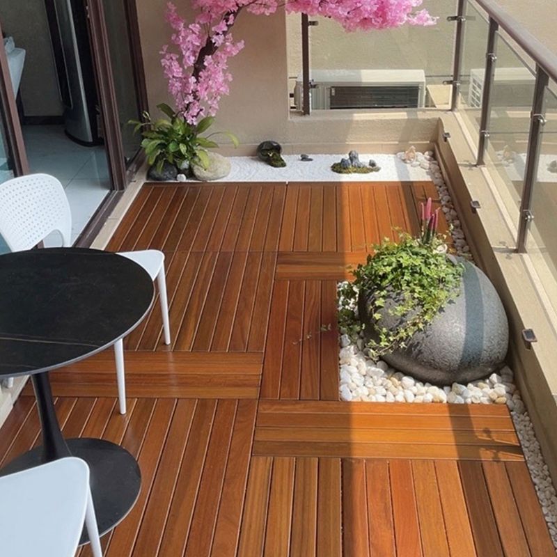 Rectangle Teak Floor Tile Water Resistant Click Lock Wooden Floor for Balcony