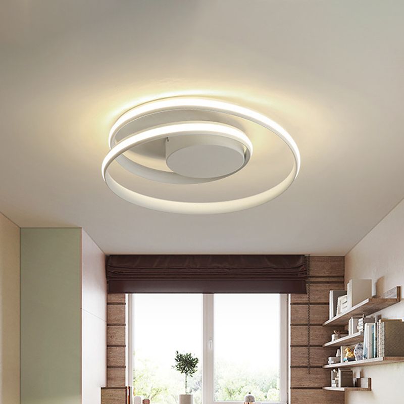 Circular Semi Flush Mount Lighting Contemporary Aluminum Ceiling Light Fixtures for Bedroom