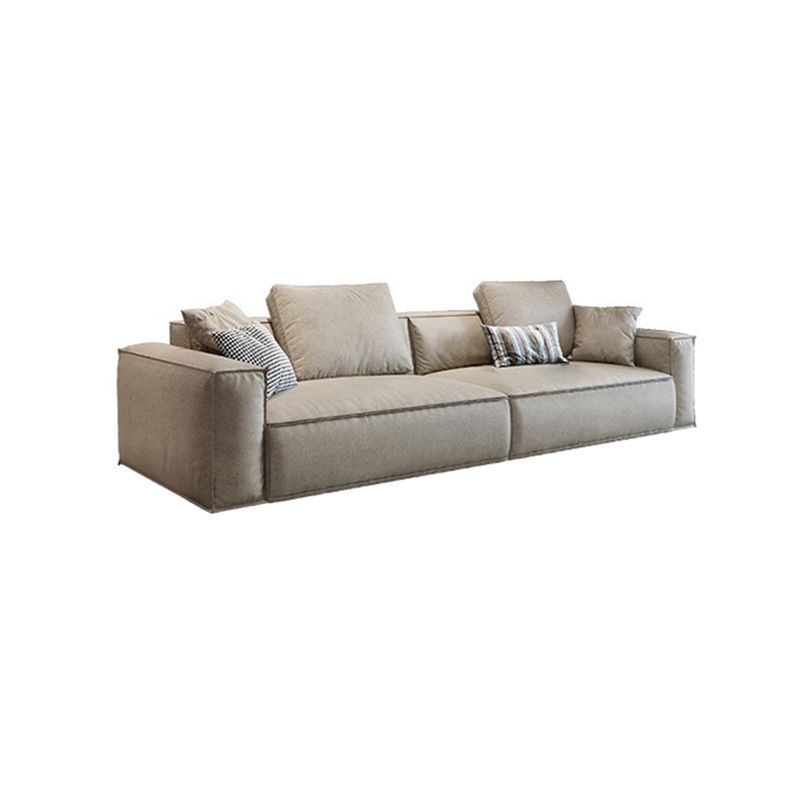 Contemporary Square Arm Sofa Water-Resistant Leather Couch  with Pillows