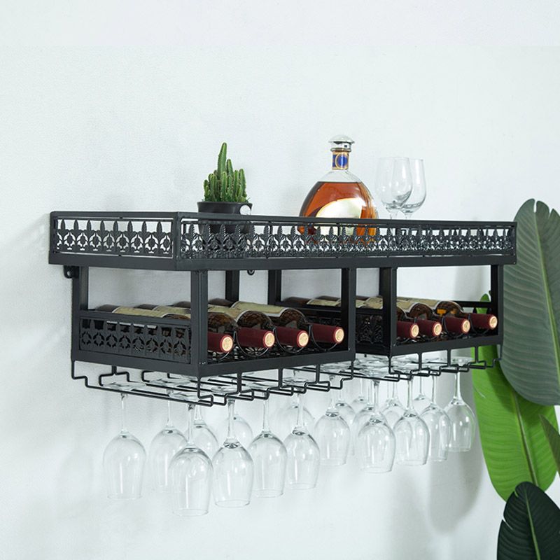 Wall Mounted Wine Rack Metal Wine Bottle & Glass Rack for Kitchen