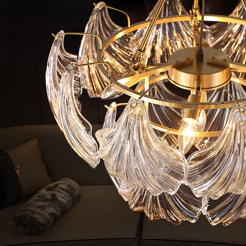 Shell Shape Chandelier Light Fixture Modern Simplicity Crystal Pendant Lighting for Restaurant