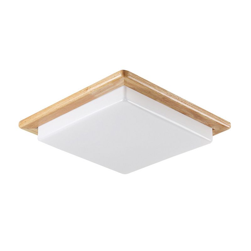 Square Shape Wood Flush Ceiling Light Modern 1 Light Flush Mount Light Fixture in Brown