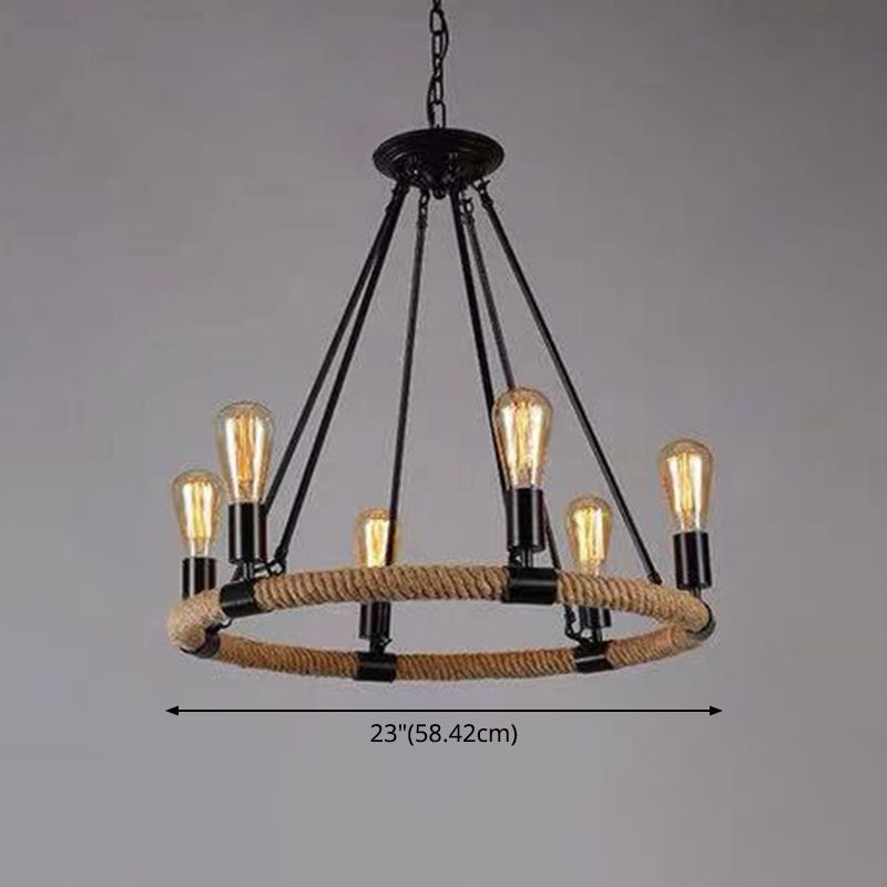 Adjustable Hanging Chain Chandelier Light Industrial Wagon Wheel Metal Ceiling Pendant for Restaurant