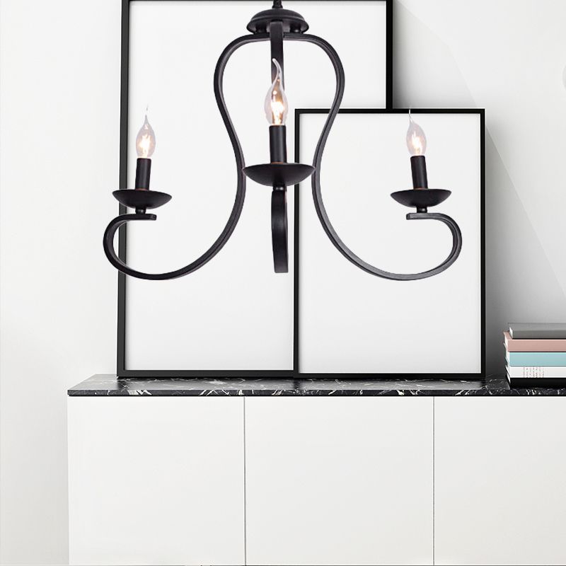 Industrielle flammenlose Kerzendecke Deckenlampe 3/5 Lampen mit metallisch hängenden Deckenleuchten in Schwarz für Wohnzimmer