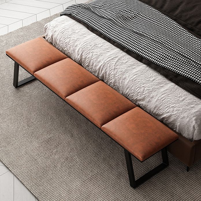 Mid-Century Modern Upholstered Bench Bedroom Rectangle Seating Bench with Legs