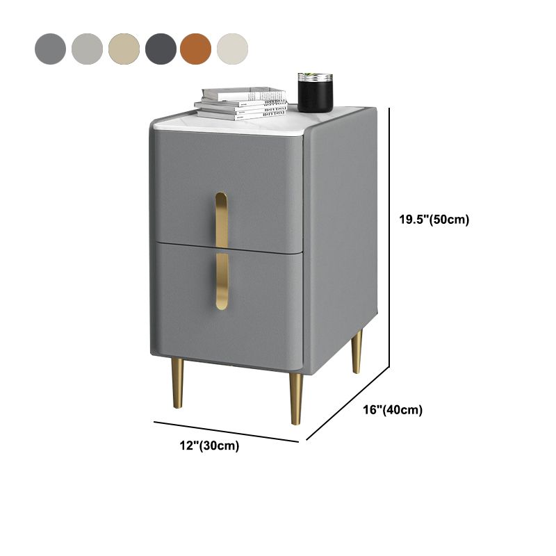 19.69" Tall 2-Drawer Stone Night Table Legs Included Solid Wood Bedside Cabinet