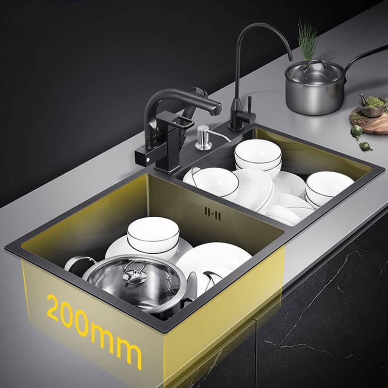 Modern Style Kitchen Sink Drop-In Corrosion Resistant Kitchen Double Sink