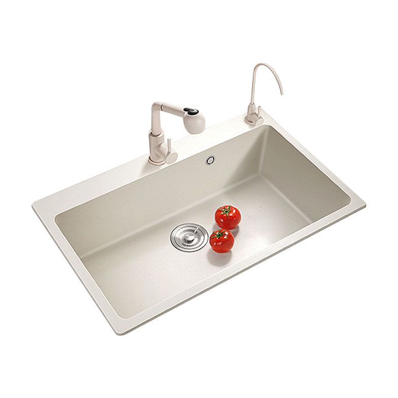 Modern Single Bowl Sink Solid Color Kitchen Sink with Overflow Hole