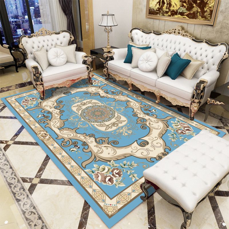 Antique Patterned Rug Multi-Color Polypropylene Indoor Rug Easy Care Washable Carpet for Parlor