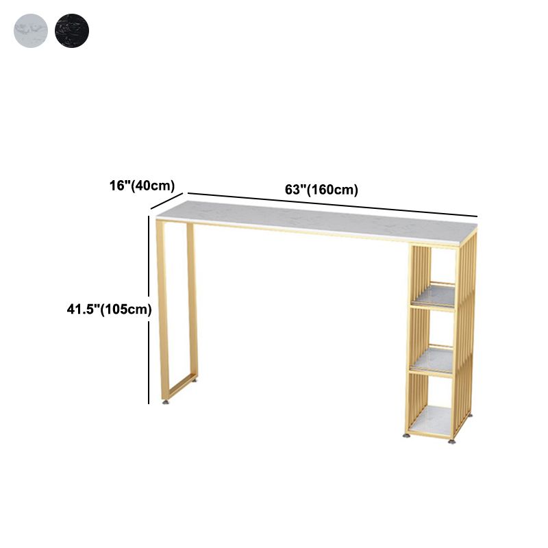 Glam Style Bar Table 42-inch Height Artificial Marble Top Bar Table with Storage Rack