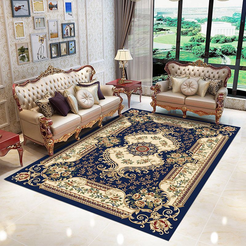 Stylish Traditional Carpet Medallion Print Polyester Area Rug Anti-Slip Area Rug for Home Decor