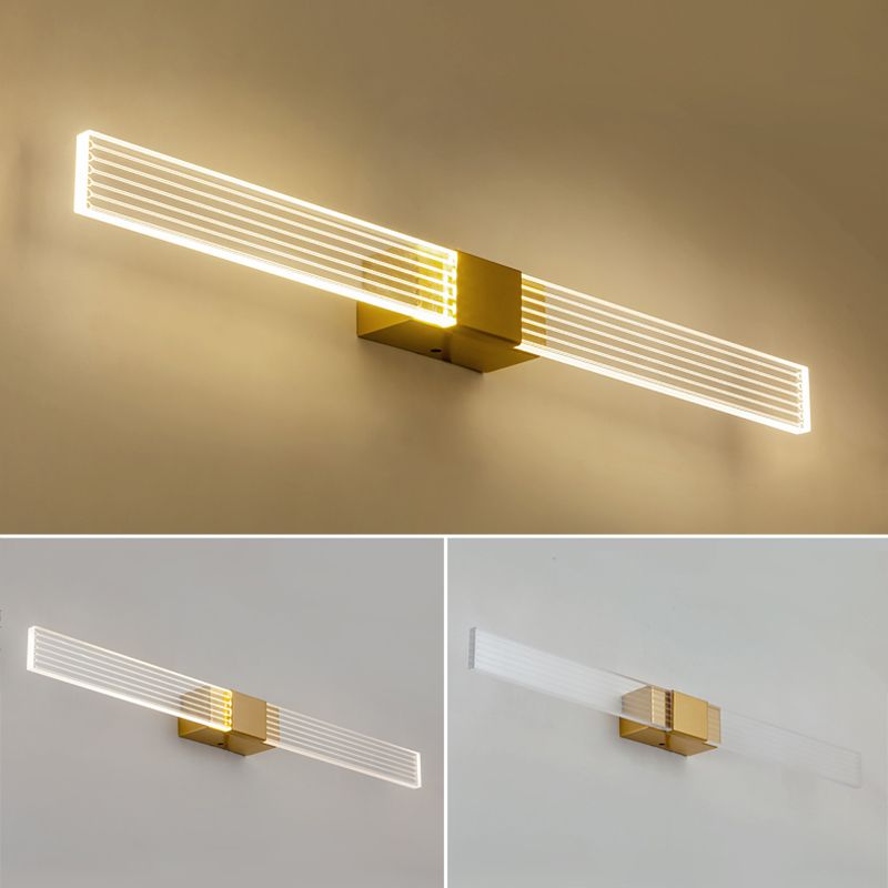 LED Metal Modern Wall Sconce Linear Shape Vanity Lamp with Acrylic Shade for Bathroom