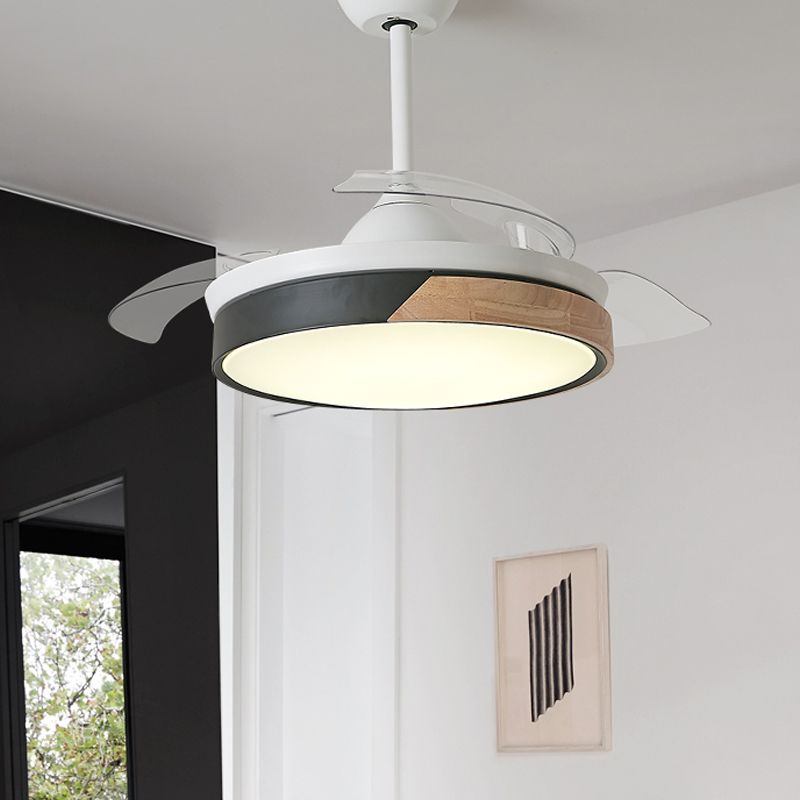 Geometry Shape Ceiling Fan Light Kids Style Metal 1-Light LED Flush Light for Bedroom