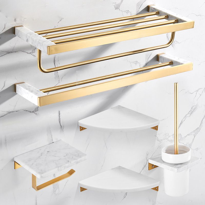 Marble & Brass Bath Hardware Set Golden Bathroom Accessory Kit