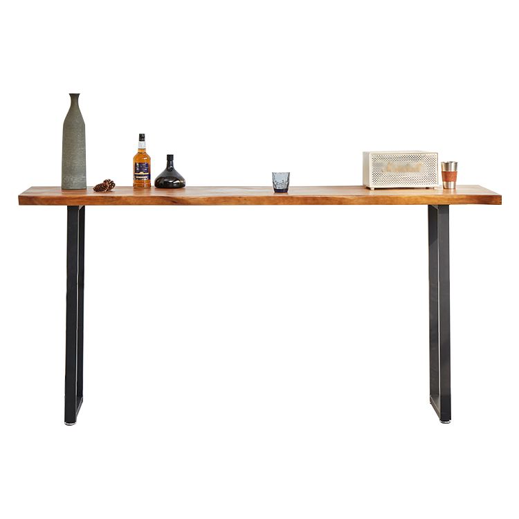 Solid Wood Bar Dining Table Industrial Bar Dining Table with Sled Base in Black