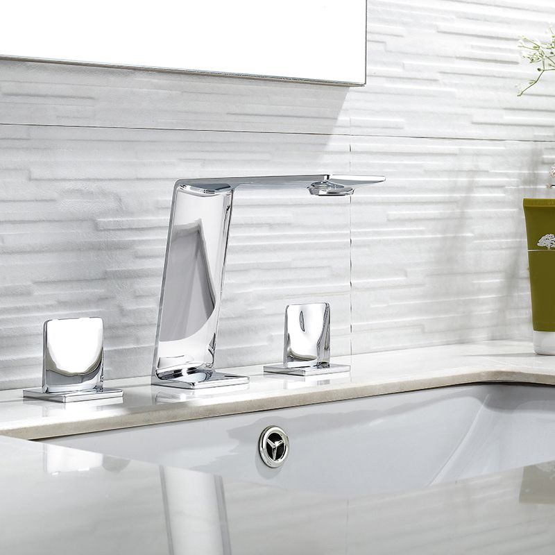 Modern Square Brass Bathroom Sink Faucet with 2-Handle Sink Faucet