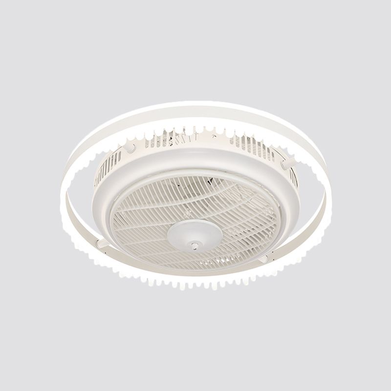 3-Blade Modern Circle Hanging Fan Light Acrylic 23.5" Wide LED Bedroom Semi Mount Lighting