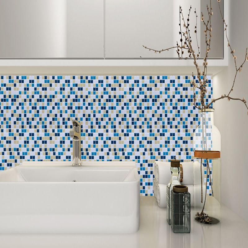 Bohemia Mosaic Tile Wallpaper Panel Blue Easy Peel off Wall Decor for Dining Room