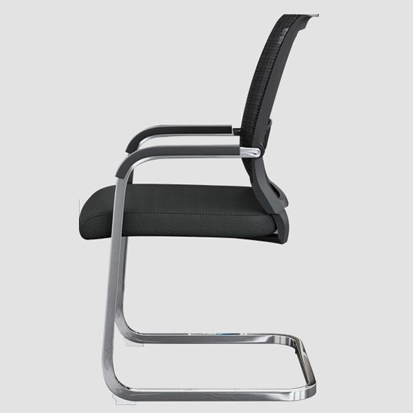 Steel No Wheels Office Chair Fixed Arms Modern Black Office Chair