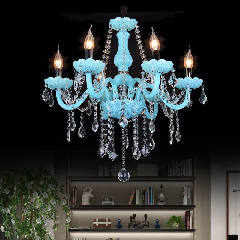 Chandelier à bras incurvé de style bougie bleu Light Light