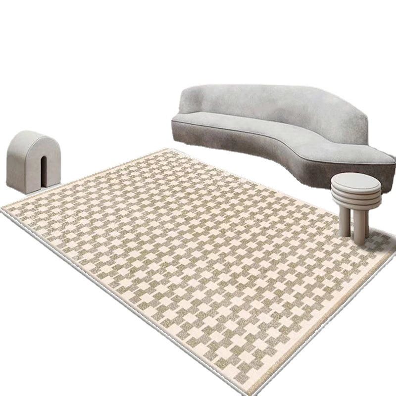 Light Brown Modern Rug Polyester Graphic Area Rug Non-Slip Backing Rug for Living Room