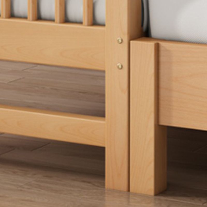 Modern Solid Wood Panel Bed Beech Wood Kids Bed with Guardrail