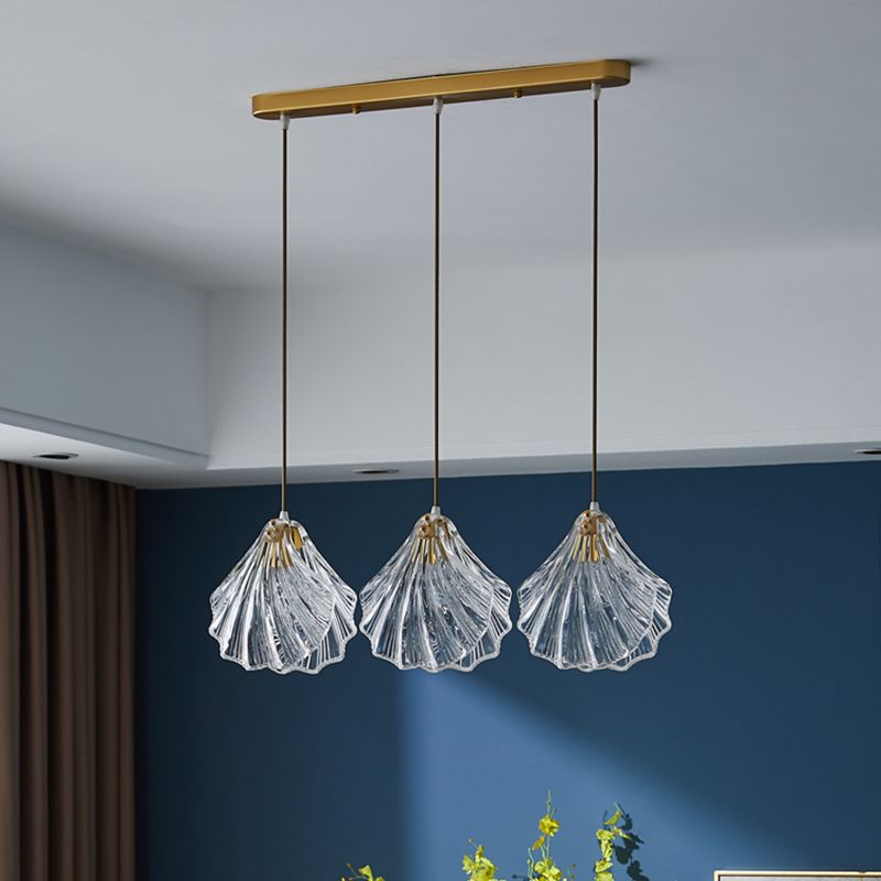 Luxury Clear Glass Cluster Pendant Light，Minimalist 3-Light Multi Pendant Ceiling Light Fixture