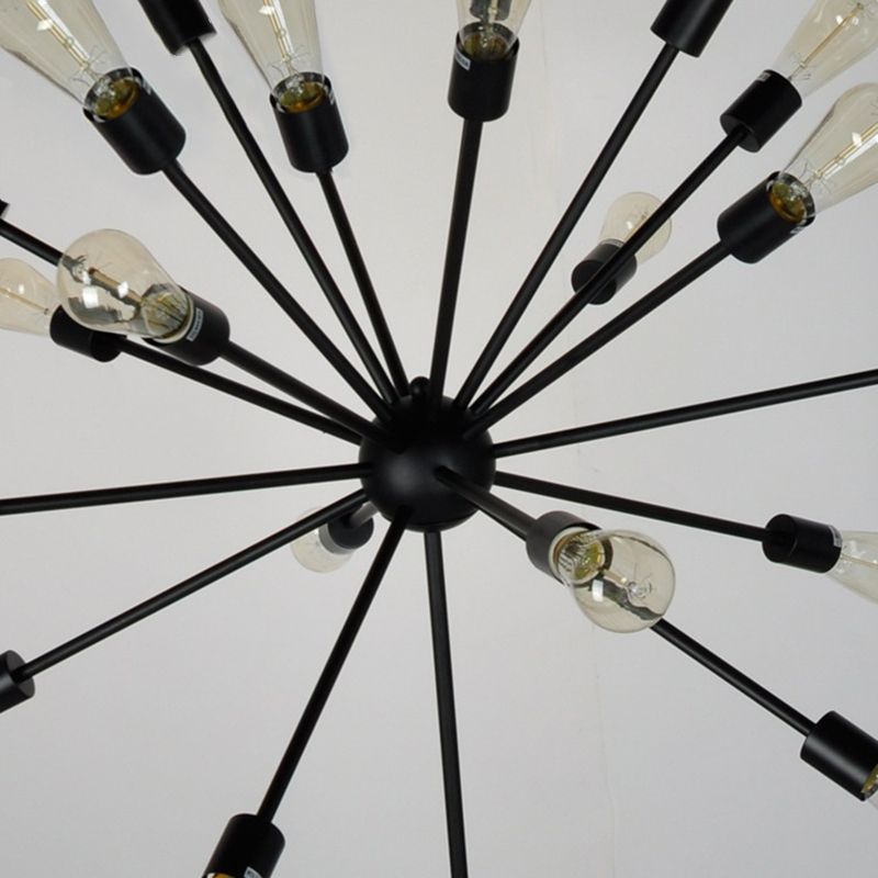 Schwarz schmiedeeisen gebürstete Kronleuchter 18 Leichtsachen Retro Industrial Style Offene Lampen hängen Licht für Esszimmer