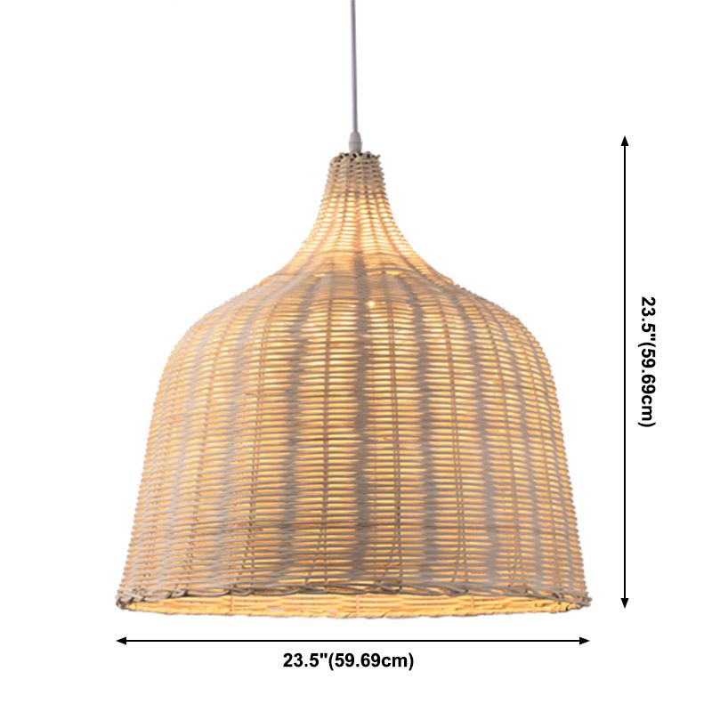 1 Light Modern Style Pendant Light Bamboo Hanging Lamp Fixture for Living Room