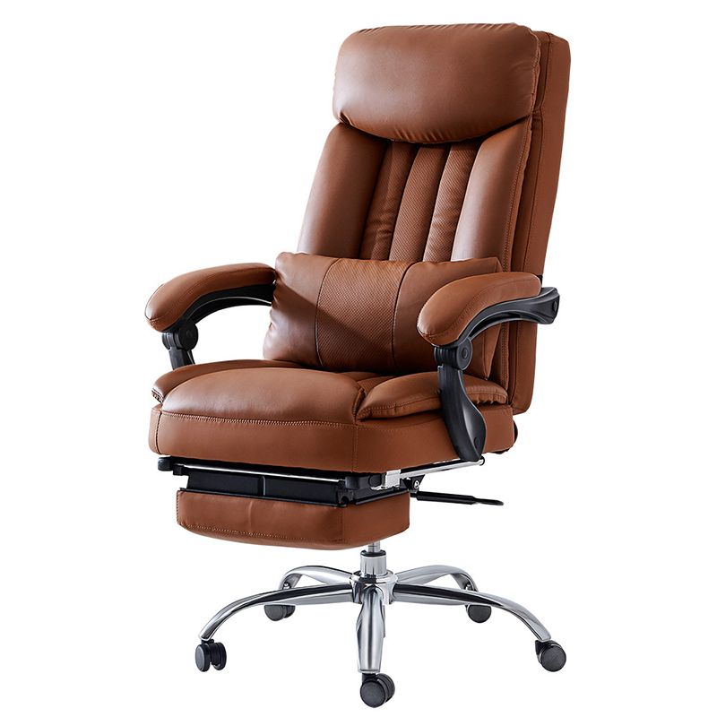 Modern Desk Chair Leather Computer Chair High-Back Chair in Brown