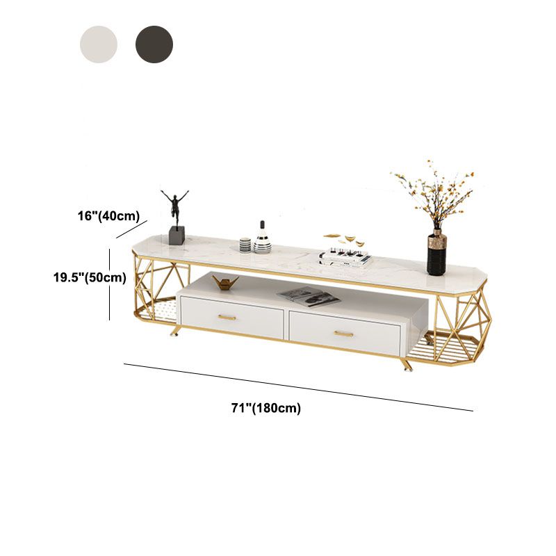 Glam Style TV Stand 4 Tier Enclosed Storage TV Console with 2 Drawers