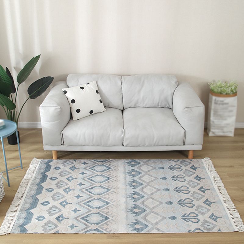 Multicolor Southwestern Print Rug Cotton Boho Fringe Indoor Toe voor woonkamer