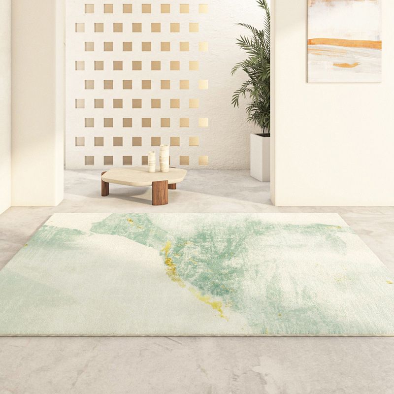 Green Simple Rug Polyester Color Block Indoor Rug Non-Slip Backing Rug for Drawing Room