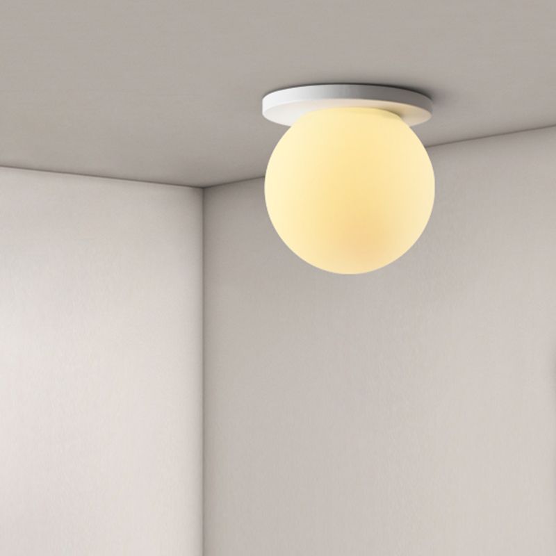 Nordic Ceiling Light Fixture Globe Glass Flush Mount in White for Corridor