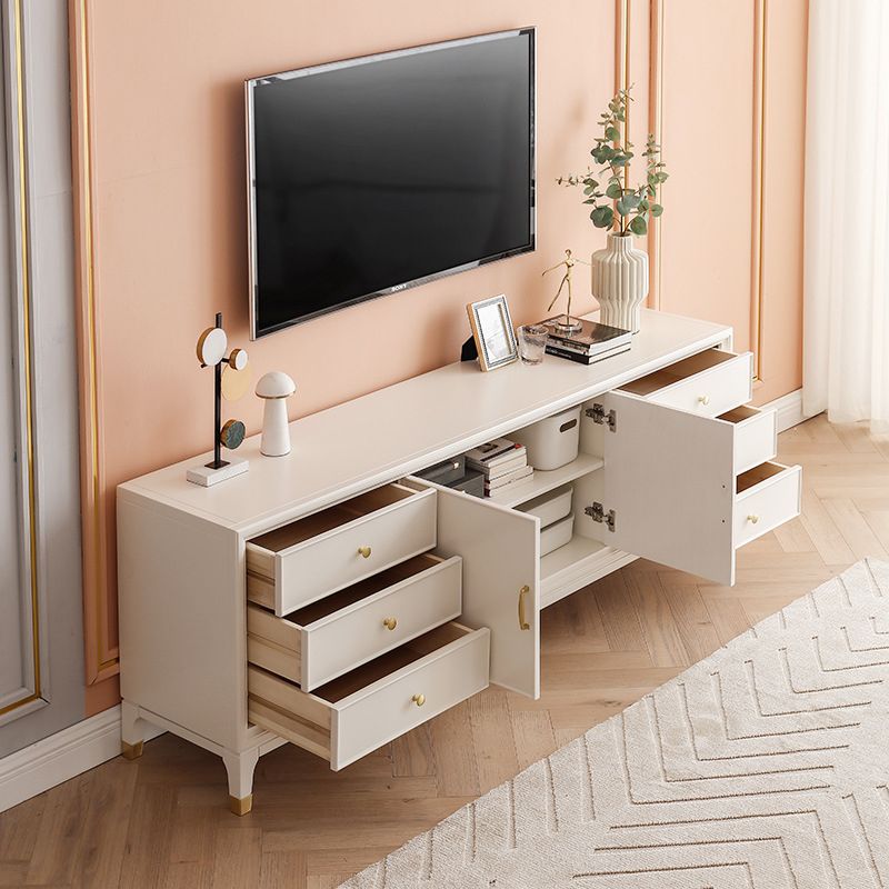 Glam TV Stand Console Solid Wood TV Media Stand with 6 Drawers