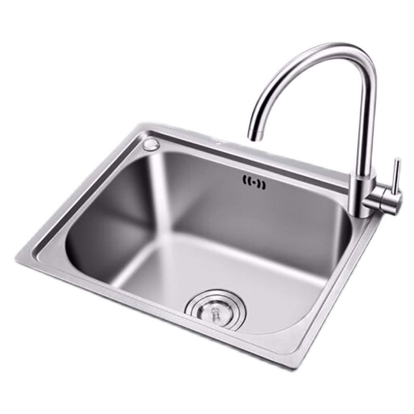 Modern Style Kitchen Sink Stainless Steel Single Bowl Kitchen Sink with Basket Strainer