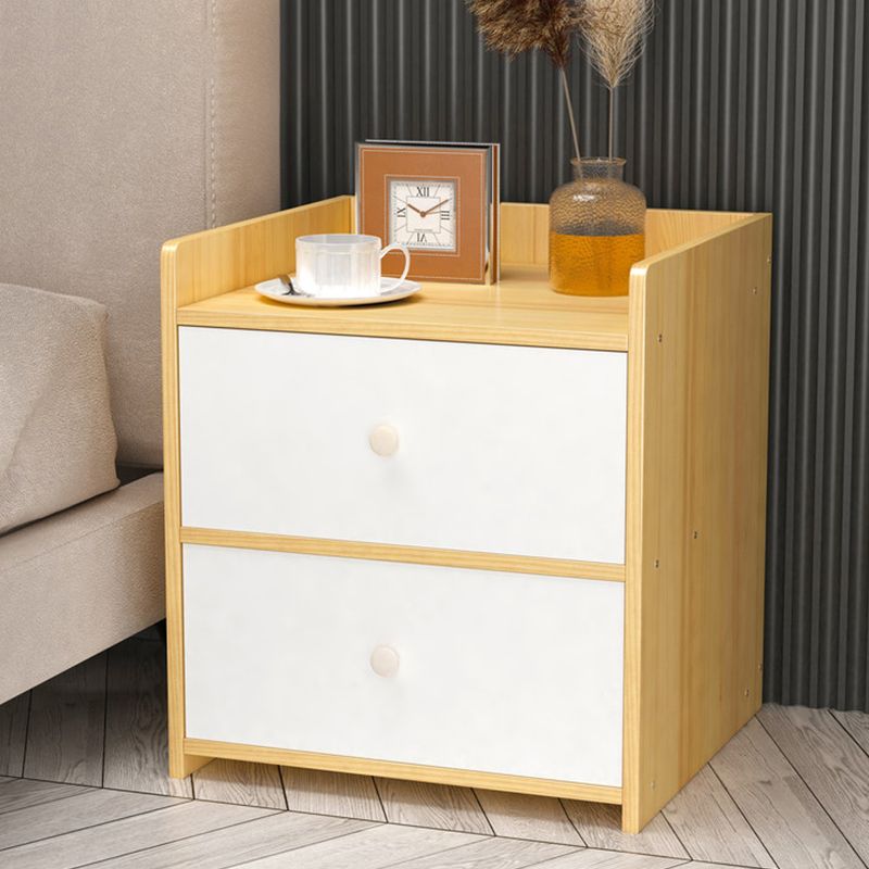 Modern 16" H Bed Table Imitation Wood Drawer Storage Night Table