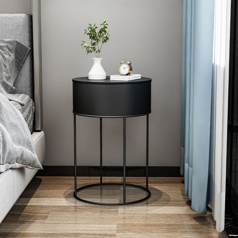 Modern Metal Bed Nightstand Round Iron Legs Included Night Table