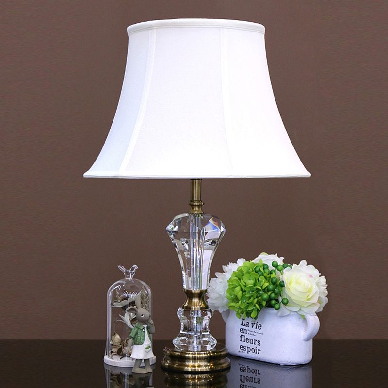 Contemporary 1 Head Task Lighting White Flared Night Table Lamp with Fabric Shade