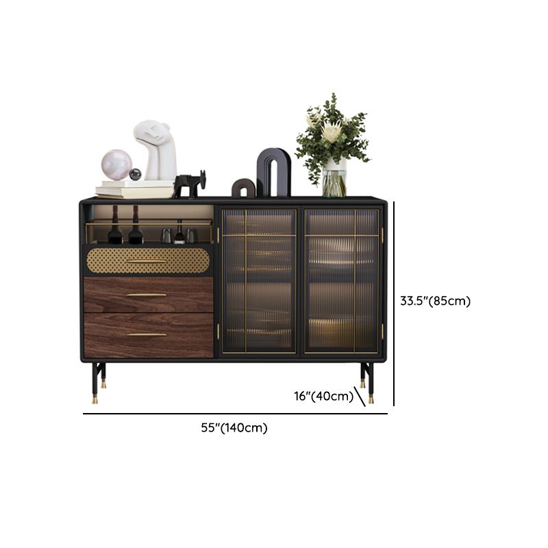 Modern Buffet Table Engineered Wood Sideboard Table with Lights for Kitchen