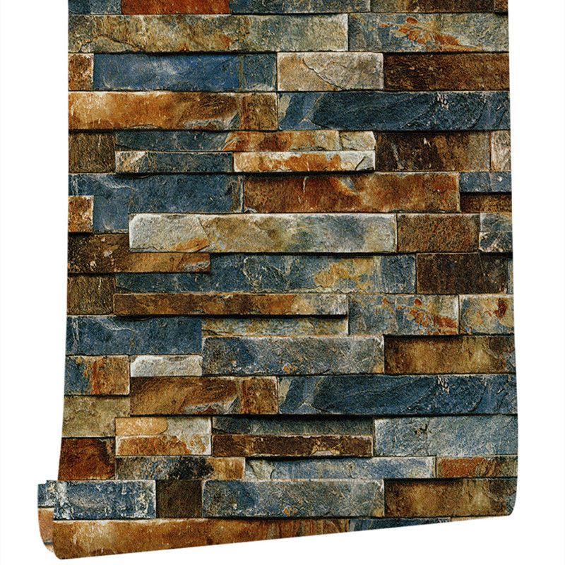 Architecture Colored Bricks Wallpaper Steampunk Self-Stick Wall Art for Bathroom