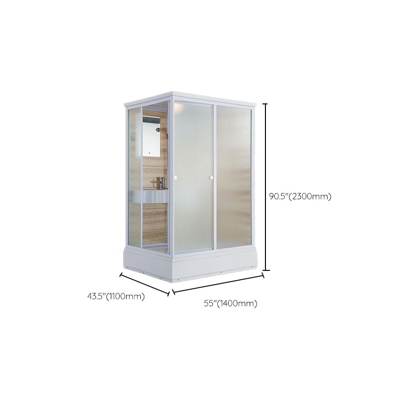 Contemporary Shower Stall Clear Framed Single Sliding Shower Stall with Ceiling