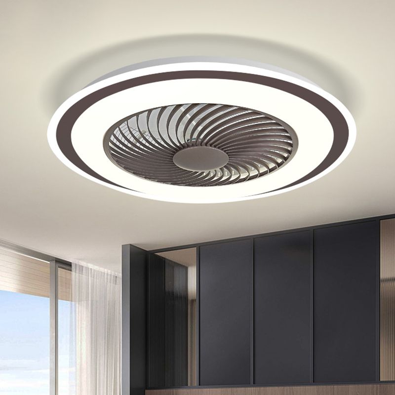 Modern Style Round Shape Ceiling Fan Lamp Metal 1 Light Ceiling Fan Lighting for Bedroom