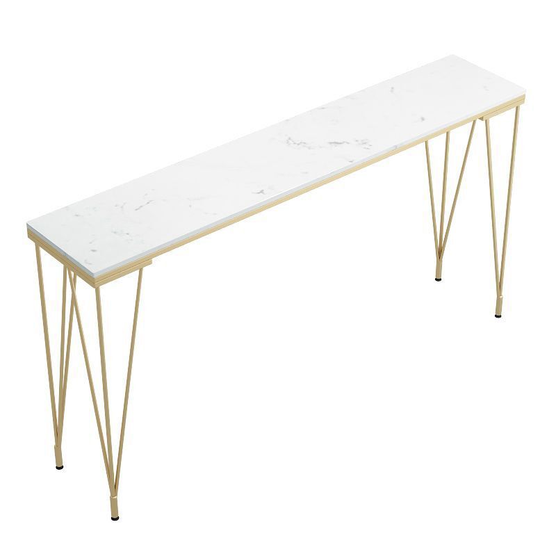 Stone Bar Dining Table Glam Rectangle Bar Table with 4 Legs Pedestal for Dining Room