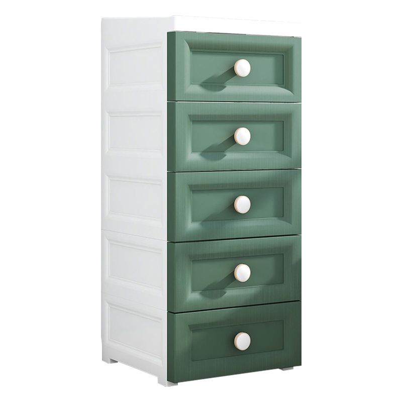 5 Drawers Vertical Kids Nightstand Modernism Plastic Nursery Dresser for Room