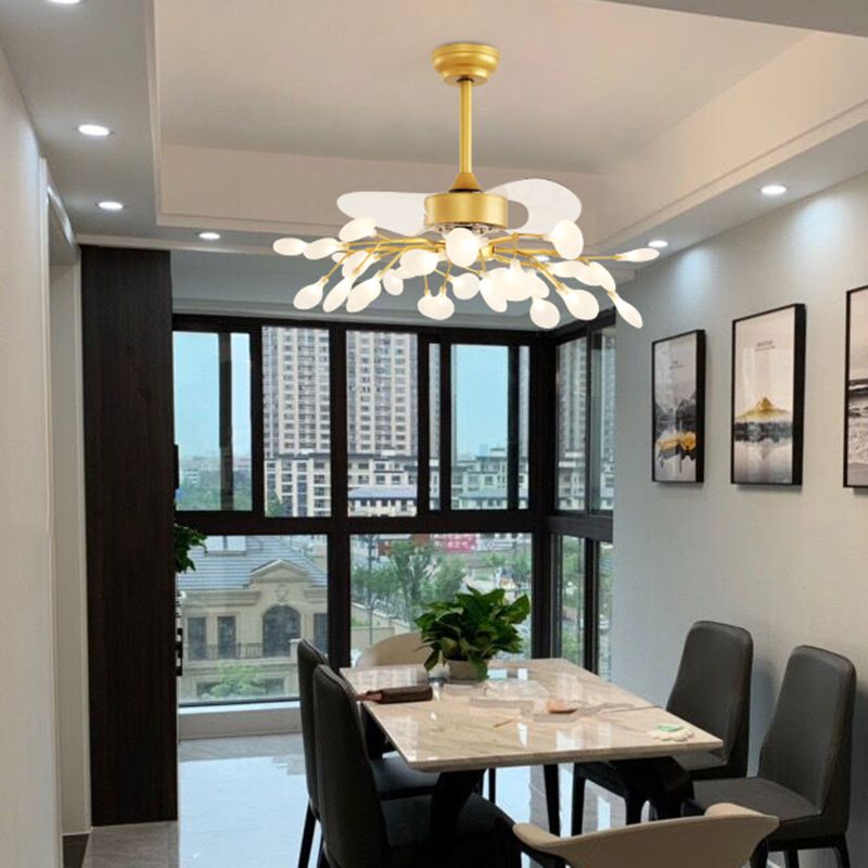 Firefly Hanging Fan Lighting Postmodern Metal Semi Flush Ceiling Light for Dining Room