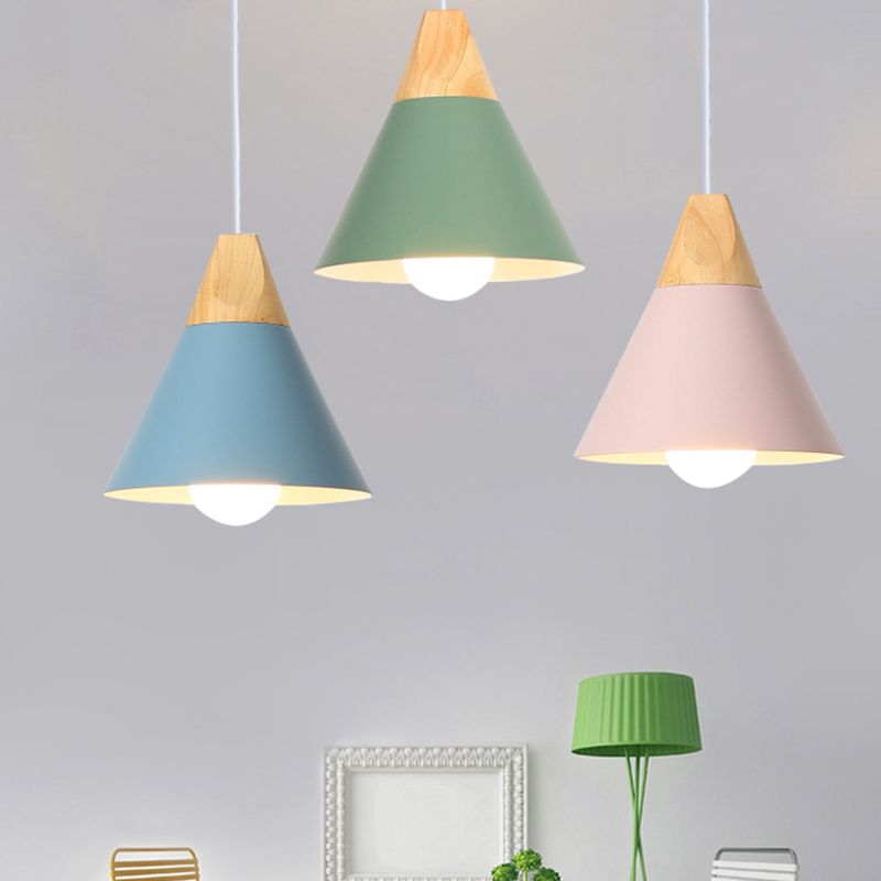 1 Light Cone Hanging Lights Modern Style Metal Drop Pendants