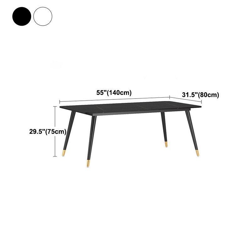 Rectangle Stone Dining Table Contemporary Dining Table with 4 Legs in Black