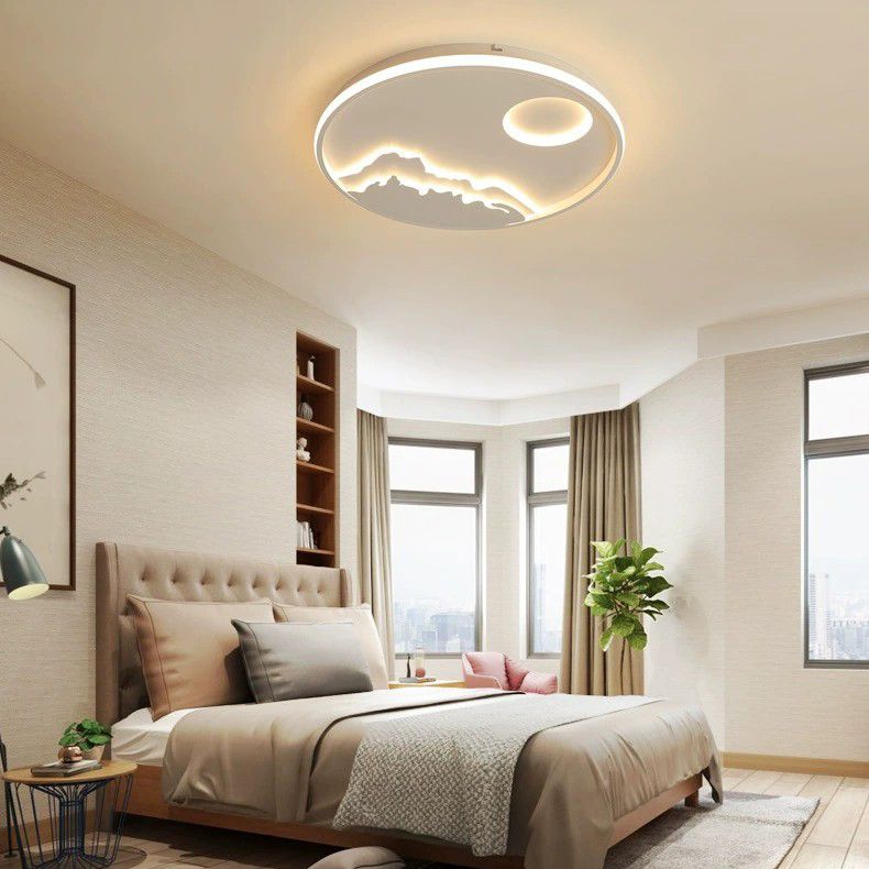 White Circular Flush Mount in Modern Creative Style Acrylic LED Ceiling Fixture